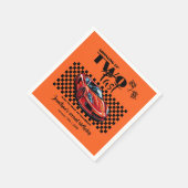 成長して早い2歳の誕生日にレッドスポーツカー スタンダードカクテルナプキン (角)