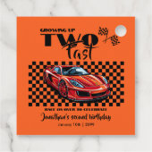 成長して早い2歳の誕生日にレッドスポーツカー フェイバータグ (裏面)