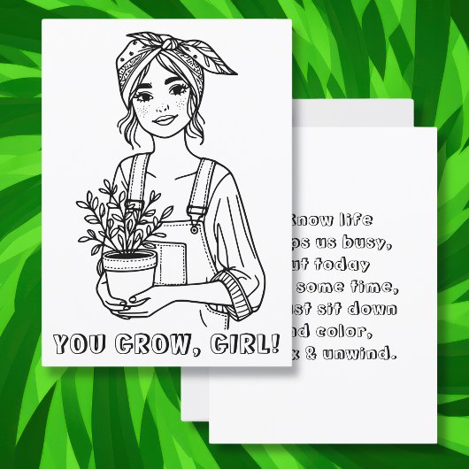 成長しよう、ガール!|植物の名言としゃれのぬりえ