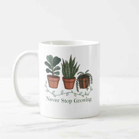 成長し続ける植物 ポジティブな自然の引用 コーヒーマグカップ (左)