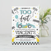 成長し過ぎるブルーレースカーの誕生日パーティー 招待状 (スタンド正面)