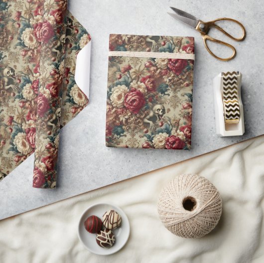 成長するグロテスク – ゴシック様式のフローラバンダナ ラッピングペーパー (クラフト)