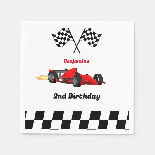成長する二人の高速レースカーボーイ男の子2歳の誕生日 スタンダードカクテルナプキン (正面)