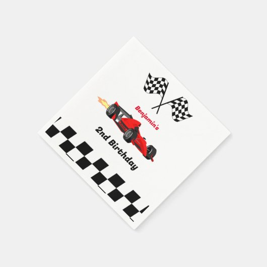 成長する二人の高速レースカーボーイ男の子2歳の誕生日 スタンダードカクテルナプキン (角)