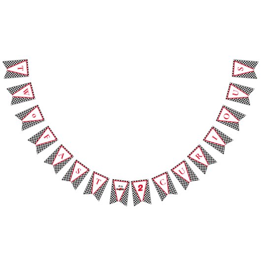 成長する二人の高速レースカーボーイ男の子2歳の誕生日 バンティングフラッグ (全)