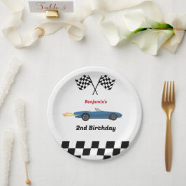 成長する二人の高速レースカーボーイ男の子2歳の誕生日 ペーパープレート