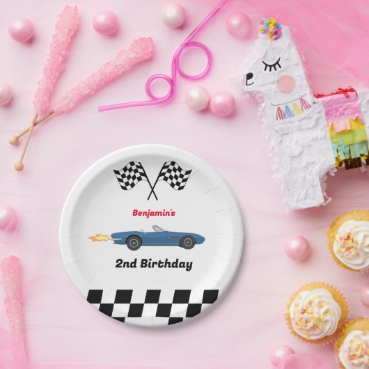 成長する二人の高速レースカーボーイ男の子2歳の誕生日 ペーパープレート (パーティー)