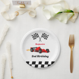 成長する二人の高速レースカーボーイ男の子2歳の誕生日 ペーパープレート