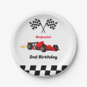 成長する二人の高速レースカーボーイ男の子2歳の誕生日 ペーパープレート (正面)
