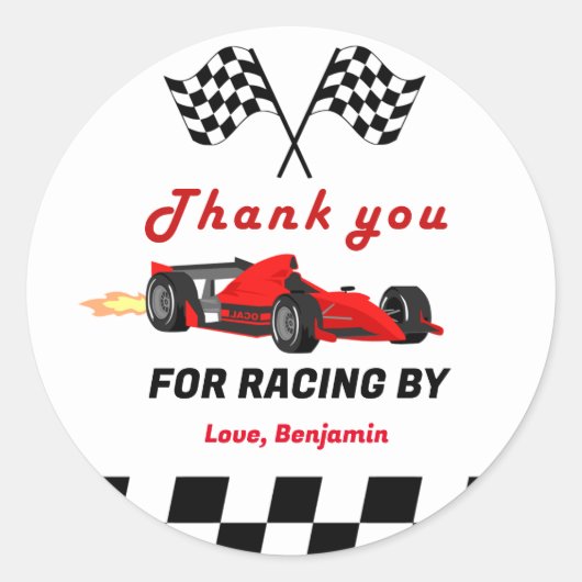 成長する二人の高速レースカーボーイ男の子2歳の誕生日 ラウンドシール (正面)