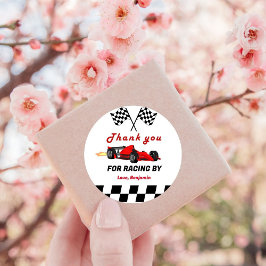 成長する二人の高速レースカーボーイ男の子2歳の誕生日 ラウンドシール