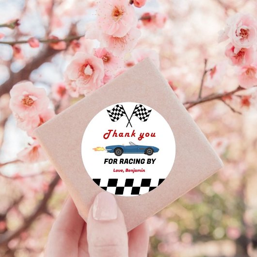 成長する二人の高速レースカーボーイ男の子2歳の誕生日 ラウンドシール