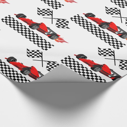 成長する二人の高速レースカーボーイ男の子2歳の誕生日 ラッピングペーパー (角)