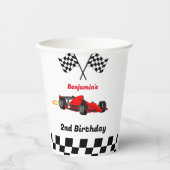 成長する二人の高速レースカーボーイ男の子2歳の誕生日 紙コップ (正面)