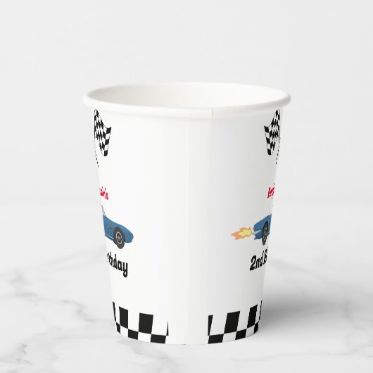 成長する二人の高速レースカーボーイ男の子2歳の誕生日 紙コップ (右)