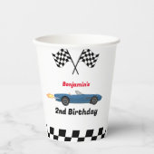 成長する二人の高速レースカーボーイ男の子2歳の誕生日 紙コップ (正面)