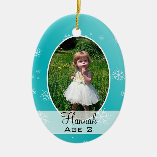 成長する子供たち数々の – 写真クリスマスオーナメント セラミックオーナメント (正面)