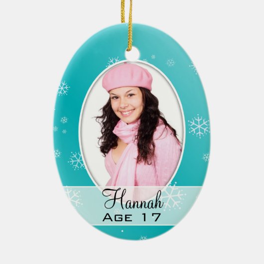 成長する子供たち数々の – 写真クリスマスオーナメント セラミックオーナメント (裏面)