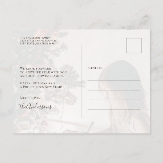 成長する家族の子供たち写真メリークリスマス ポストカード (裏面)