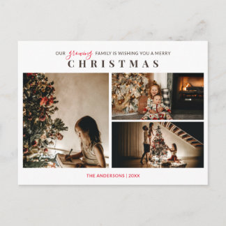 成長する家族の3枚の写真 メリークリスマス ポストカード