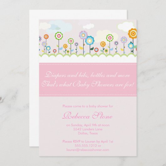 成長する庭のベビーシャワーの招待 招待状 (正面/裏面)