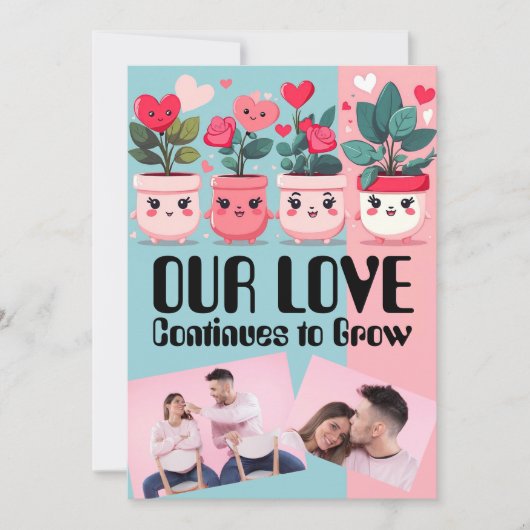 成長する愛の鉢植えバレンタインデー シーズンカード (正面)