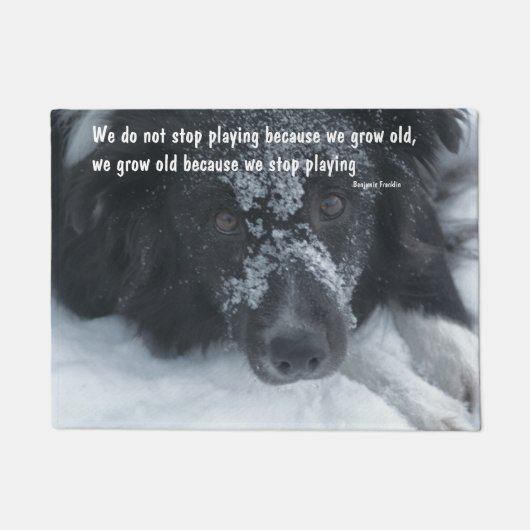 成長する感動的古い引用文縁どコリー ドアマット (正面)