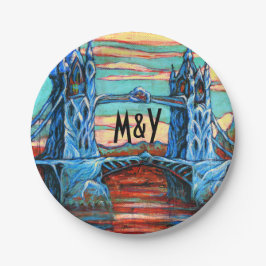 成長する橋のファンタジーシティディナープレート ペーパープレート