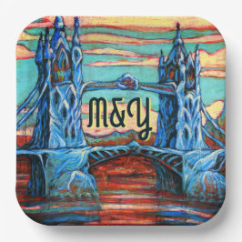 成長する橋のファンタジーシティディナープレート ペーパープレート