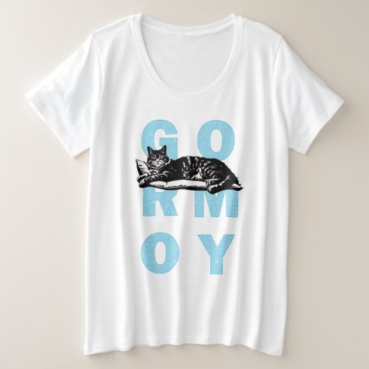 成長する猫 プラスサイズTシャツ (デザイン正面)