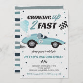 成長する2つのファーストレースカー2nd誕生日 招待状 (正面/裏面)