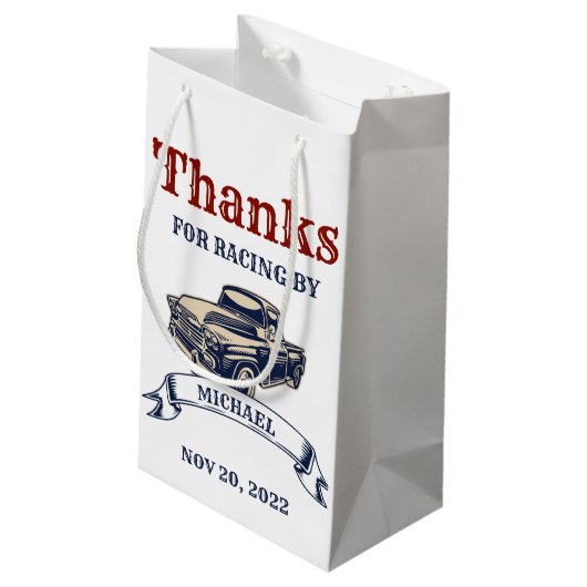 成長する2つの速い2番目の誕生日パーティーテーマ少年 スモールペーパーバッグ (裏面アングル)