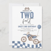 成長する2つの高速ブルーダートバイクボーイ誕生日 招待状 (正面)