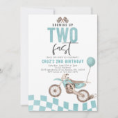 成長する2つの高速ブルーダートバイクボーイ誕生日 招待状 (正面)