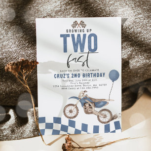 成長する2つの高速ブルーダートバイクボーイ誕生日 招待状