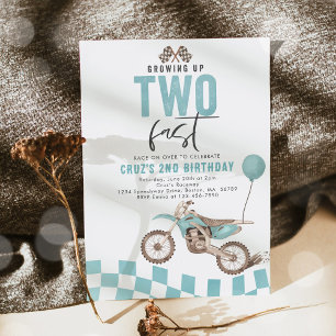 成長する2つの高速ブルーダートバイクボーイ誕生日 招待状
