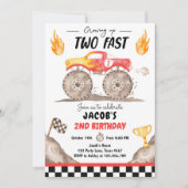 成長する2つの高速モンスタートラックボーイ誕生日 招待状 (正面)