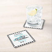 成長する2つの高速レースカーブルーボーイ2歳の誕生日 スクエアペーパーコースター (インサイチュ)