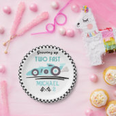 成長する2つの高速レースカーブルーボーイ2歳の誕生日 ペーパープレート (パーティー)