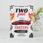 成長する2つの高速レースカーボーイ誕生日 招待状 (スタンド正面)