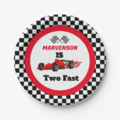 成長する2つの高速レースカーボーイ2nd誕生日パップ ペーパープレート (正面)