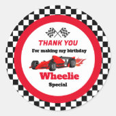 成長する2つの高速レースカーボーイ2nd誕生日パップ ラウンドシール (正面)