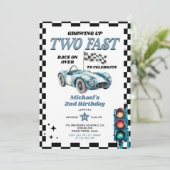 成長する2つの高速ヴィンテージレースカー2nd誕生日 招待状 (スタンド正面)