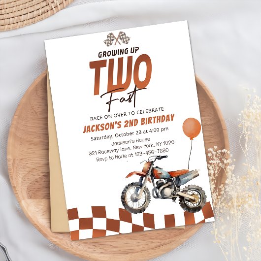 成長する2高速オレンジダートバイク2nd誕生日 招待状