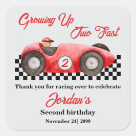 成長する2高速レッドレースカー2nd誕生日 スクエアシール
