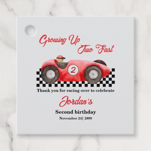 成長する2高速レッドレースカー2nd誕生日 フェイバータグ (正面)