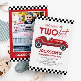 成長する2高速レッドレースカー2nd誕生日 招待状