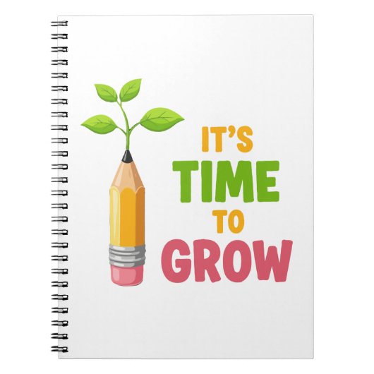 成長の始まりを告げる「It's Time to Grow」鉛筆プラント ノートブック (正面)