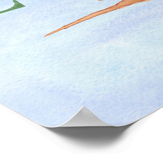 成長の賢い小さなフクロウの水のカラー効果 ポスター (角)