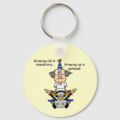 成長はユーモアのオプション キーホルダー (正面)